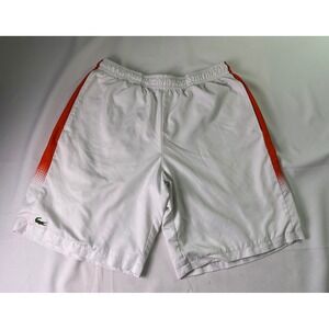 Lacoste Sport White Tennis Shorts Mens Size Large Orange Side Stripe Performance